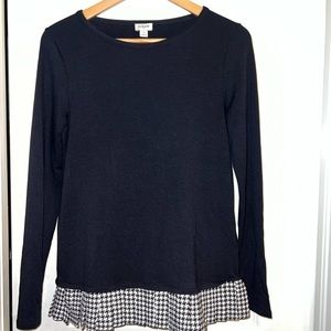 J Crew Long Sleeve with Houndstooth Decorative Fabric at Bottom